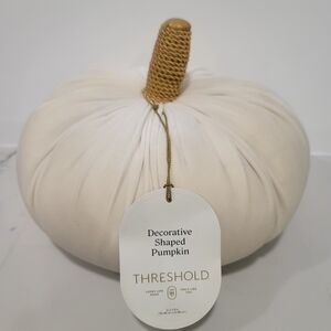 New THRESHOLD Large Decorative Pumpkin Shaped Velvet Pillow In Cream